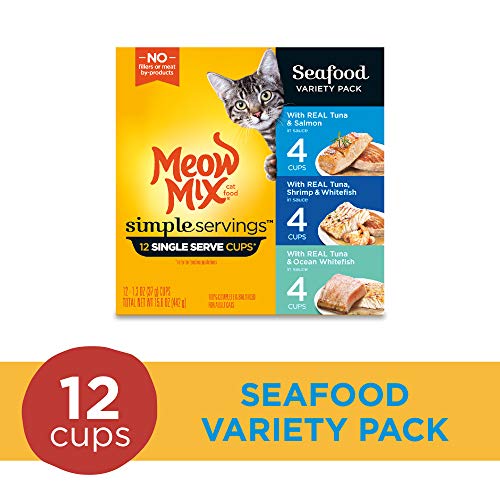 Product Cover Meow Mix Simple Servings Seafood Variety Pack Wet Cat Food, 1.3 Oz Cups (Pack Of 12 Cups)