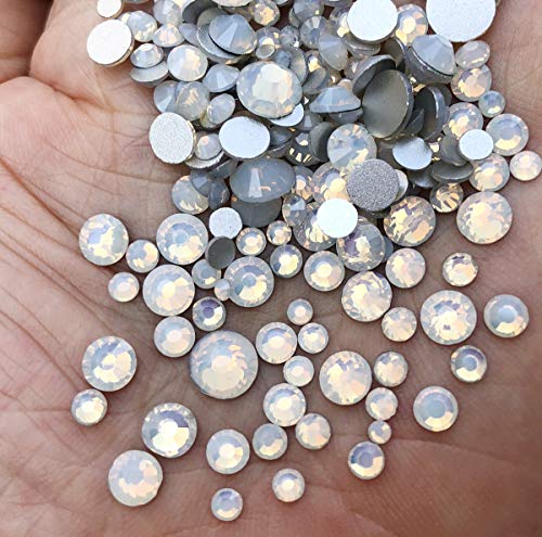 Product Cover AD Beads 1440pcs Mixed Size Non Hotfix Quality Rhinestones Flatback Nail Art Pick Color (White Opal 26)