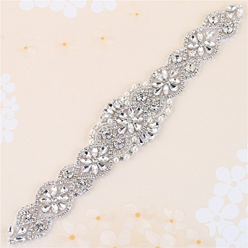 Product Cover XINFANGXIU Sew Iron on Rhinestone Bridal Wedding Sash Crystal Belt Applique Antique Vintage Sparkly Bridesmaid Gown Womens Prom Formal Clothes Embellishments
