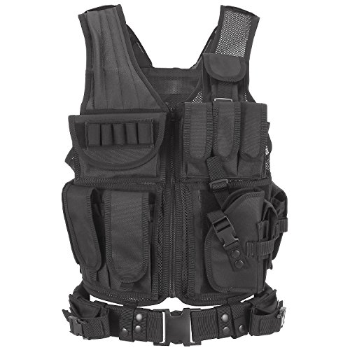 Product Cover Barbarians Tactical Molle Vest Military Airsoft Paintball Vest Assault Swat Vest Adjustable Lightweight(Black)