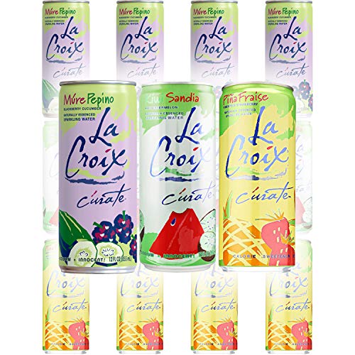 Product Cover La Croix C'urate Variety Pack, Blackberry Cucumber, Kiwi Watermelon, Pineapple Strawberry Curate, 12 OZ Cans (3 Flavor Variety Pack, Total of 12 Cans)