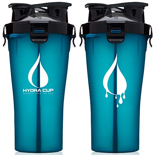 Product Cover Hydra Cup - 30oz Dual Threat Shaker Bottle, Shaker Cup + Water Bottle, 2 in 1, Leak Proof, Awesome Colors, Save Time & Be Prepared, Shark Blue