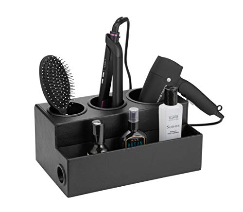 Product Cover JackCubeDesign Hair Dryer Holder Hair Styling Product Care Tool Organizer Bath Supplies Accessories Tray Stand Storage Bathroom Vanity Countertop with 3 Holes(Black) - :MK154C