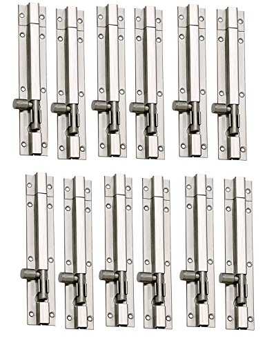 Product Cover Smart Shophar Stainless Steel Plain Tower Bolt 4 Inches Silver Pack of 12 Pieces, Multicolour