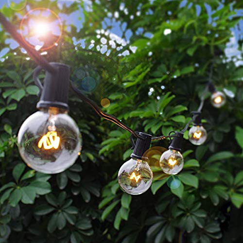 Product Cover Goothy Globe String Lights with G40 Bulbs (25ft.) UL Listed Backyard Patio Lights Garden Bistro Party Natural Warm Bulbs Cafe Hanging Umbrella Lights on Light String Indoor Outdoor-Black