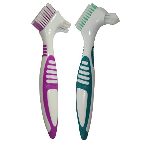 Product Cover Gus Craft 2-Pack Denture Cleaning Brush Set- Premium Hygiene Denture Cleaner Set For Denture Care- Top Denture Cleanser Tool w/Multi-Layered Bristles & Ergonomic Rubber Handle (Green and Purple)