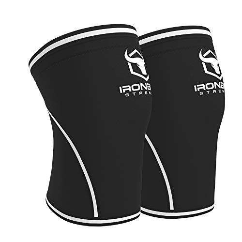 Product Cover Knee Sleeves 7mm (1 Pair) - High Performance Knee Sleeve Support For Weight Lifting, Cross Training & Powerlifting - Best Knee Wraps & Straps Compression - For Men and Women (Black/White, Large)