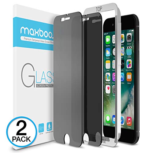 Product Cover Maxboost Privacy Screen Protector Compatible with Apple iPhone 8 Plus and iPhone 7 Plus (2-Pack) Anti-Spy Tempered Glass Screen Protector Premium Anti-Scratch/Fingerprint Pack of 2