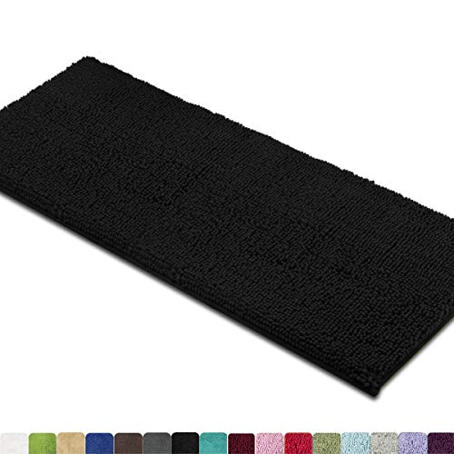 Product Cover MAYSHINE Non-Slip Bathroom Rugs Shag Shower Mat Machine-Washable Bath Mats Runner with Water Absorbent Soft Microfibers - 27.5x47 Inches Black