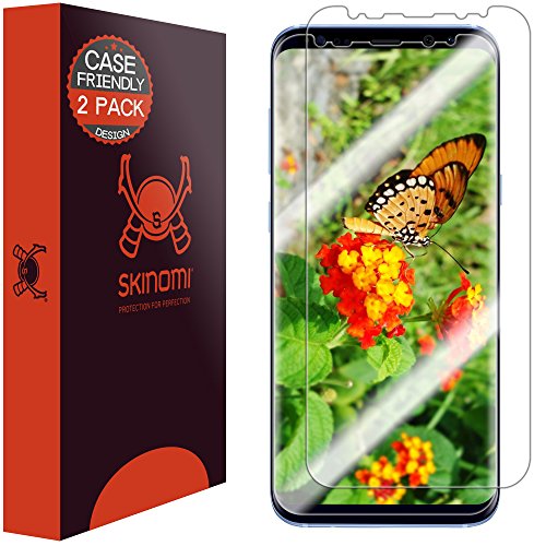 Product Cover Skinomi TechSkin [2-Pack] (Case Compatible) Clear Screen Protector for Samsung Galaxy S8 Plus (Updated Design)(TPU Not Glass)(Wet Application) Anti-Bubble HD TPU Film