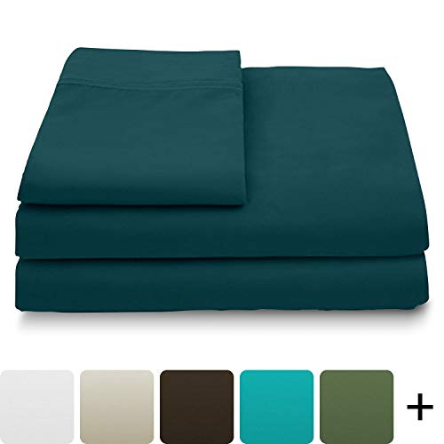 Product Cover Cosy House Collection Luxury Bamboo Bed Sheet Set - Hypoallergenic Bedding Blend from Natural Bamboo Fiber - Resists Wrinkles - 4 Piece - 1 Fitted Sheet, 1 Flat, 2 Pillowcases - Cal King, Dark Teal