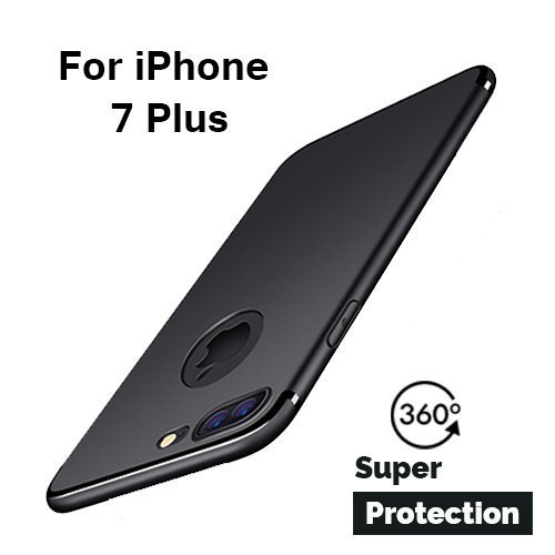 Product Cover Mobilify's 360 Degree Shockproof Slim Matte Finish Back Case Cover with Anti Dust Plugs for iPhone 7 Plus (Pitch Black) (Black)