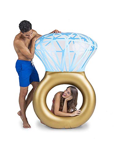 Product Cover BigMouth Inc. Bling Ring Pool Float, Funny Inflatable Vinyl Summer Pool or Beach Toy, Patch Kit Included