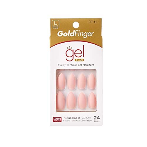 Product Cover Kiss Gold Finger Gel Glam 24 Nails GFC11 PINK