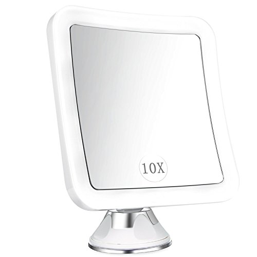 Product Cover Lanverie Led Mirror, 10x LED Magnifying Makeup Mirror, Bathroom Shaving, Wall Mounted Shower Mirror, Strong Suction Cup, 360 Rotation, Square