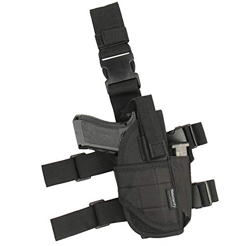 Product Cover Nehostertfy Adjustable Leg Holster, Black Tactical Thigh Holster for Pistols with Magazine Pouch