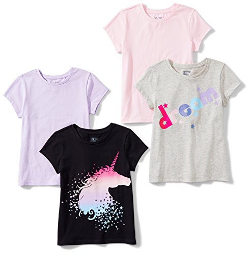 Product Cover Amazon Brand - Spotted Zebra Big Girls' 4-Pack Short-Sleeve T-Shirts, Mystic, Medium (8)