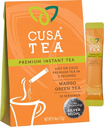 Product Cover Cusa Tea: Premium Instant Tea - Organic Tea and Real Fruit and Spices - No Sugar or Artificial Flavors - Ready in Seconds - Hot or Iced Tea - Mango 30 Servings