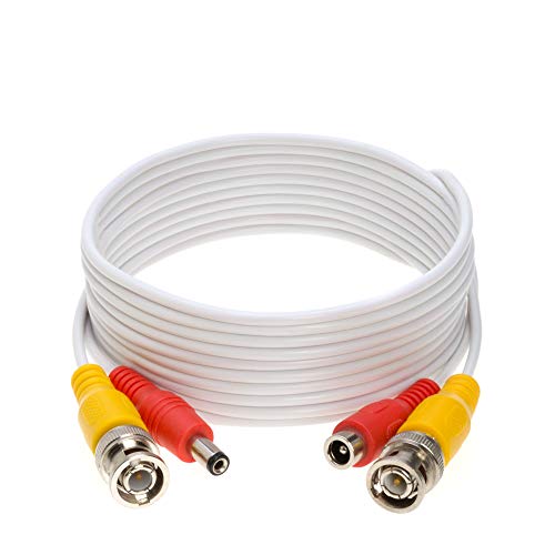 Product Cover 10FT White Premade BNC Video Power Cable/Wire for Security Camera, CCTV, DVR, Surveillance System, Plug & Play (White, 10)