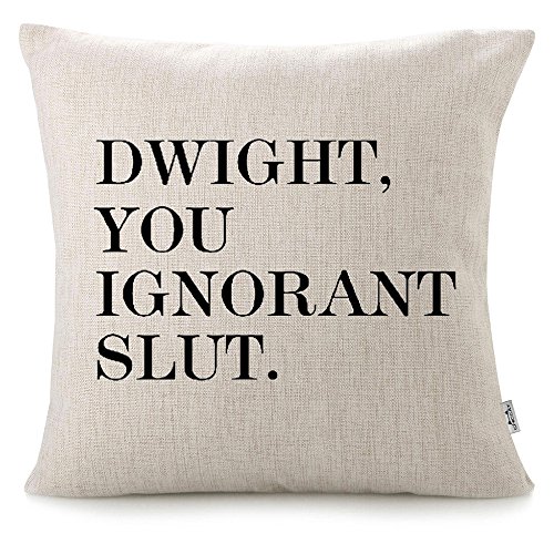 Product Cover CHICCAT Cotton Linen Throw Pillow Case - Dwight, You Ignorant S...