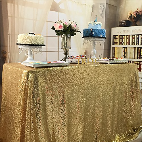 Product Cover TRLYC Seamless Christmas 60 by 102-Inch Fathers'Day Gold Wedding Sequin Tablecloth Shipping from USA