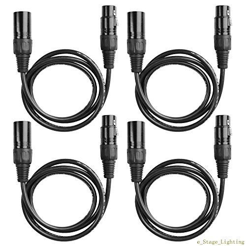Product Cover Generic United States 3 Pin 1 m 3 ft DMX Cables DJ Stage Male to Female Lighting Data Cable XLR (Standard)-4 Pieces