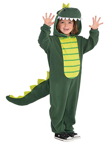 Product Cover AMSCAN Zipster Dinosaur One Piece Halloween Costume for Kids, Small, with Attached Hood and Tail