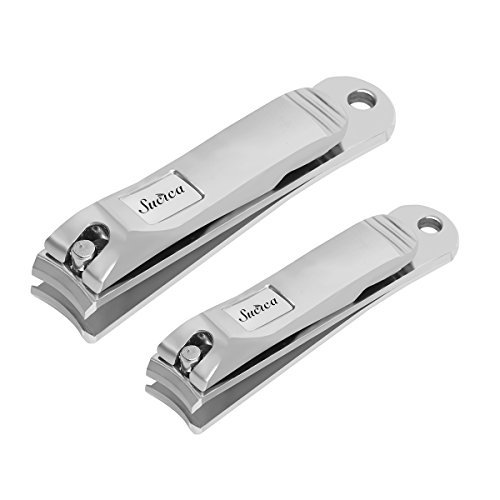 Product Cover Nail Clippers, Sucica Stainless Steel Fingernail & Toenail Clippers Sharp Nail Cutter - Heavy Duty Nail Clippers for Men & Women (Set of 2)