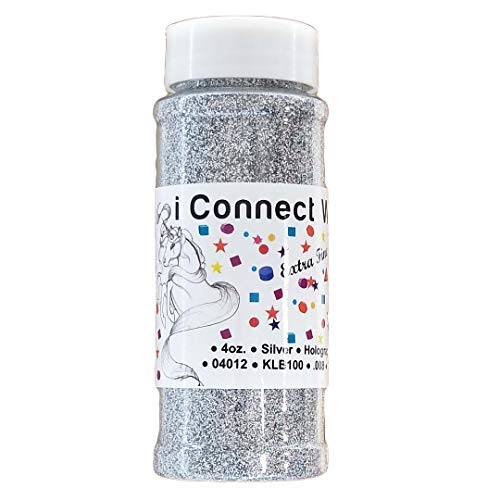Product Cover Silver, Extra Fine Holographic Glitter 1/128, 4oz Shaker Bottle