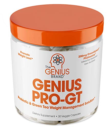 Product Cover Genius Probiotics for Weight Loss w/ Green Tea Extract for Women & Men - Shelf Stable Probiotic Natural EGCG Fat Burner Supplement, Digestive Health Pills for Bloating Relief and Belly Reduction -30sv