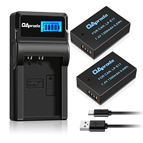 Product Cover OAproda LP-E17 New Upgraded Battery (2-Pack) and Smart LCD Display USB Charger for Canon LPE17, EOS RP, Rebel T7i, T6i, T6s, SL2, SL3, M6, M5, M3, 77D, 750D, 760D, 800D, 200D, 8000D, KISS X8i Cameras