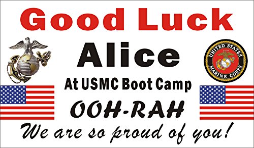 Product Cover Alice Graphics 3ftX5ft Custom Personalized US Marine Going Away Goodbye Farewell Deployment Party Banner Sign - Good Luck at US Marine Boot Camp
