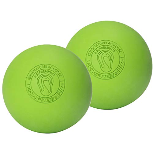 Product Cover Signature Lacrosse Ball Set - Massage Balls, Myofascial Release Tools, Back Roller, Muscle Knot Remover, Firm Rubber -Scientifically Designed for Durability - 2 Green Lacrosse Balls