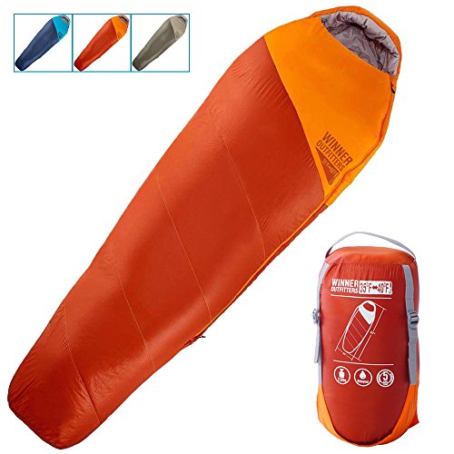 Product Cover WINNER OUTFITTERS Mummy Sleeping Bag with Compression Sack, It's Portable and Lightweight for 3-4 Season Camping, Hiking, Traveling, Backpacking and Outdoor