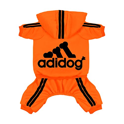 Product Cover Scheppend Original Adidog Pet Clothes for Dog Cat Puppy Hoodies Coat Doggie Winter Sweatshirt Warm Sweater Dog Outfits, Orange Large