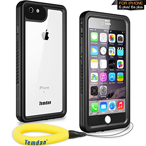 Product Cover Temdan iPhone 6s Plus / 6 Plus Waterproof Case with Kickstand and Floating Strap Shockproof Waterproof Case for iPhone 6s Plus / 6 Plus(5.5inch) (Black)