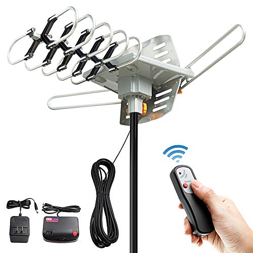 Product Cover Vansky Outdoor 150 Mile Motorized 360 Degree Rotation OTA Amplified HD TV Antenna for 2 TVs Support - UHF/VHF/1080P Channels Wireless Remote Control - 32.8' Coax Cable (VS-OTX01)