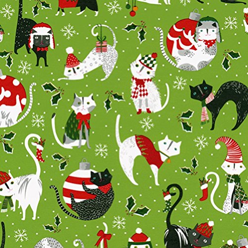 Product Cover Entertaining with Caspari 9704RC Yule Cats Continuous Roll of Gift Wrapping Paper, 8', 1-Roll, Multicolored