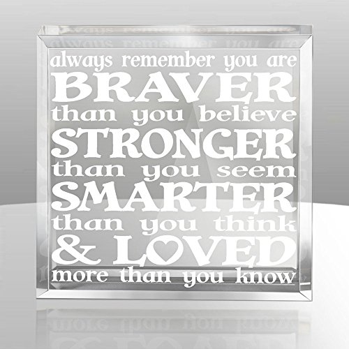 Product Cover Kate Posh - Always remember you are BRAVER than you believe, STRONGER than you seem, SMARTER than you think & LOVED more than you know - Engraved Keepsake and Paperweight - Christopher Robin to Pooh