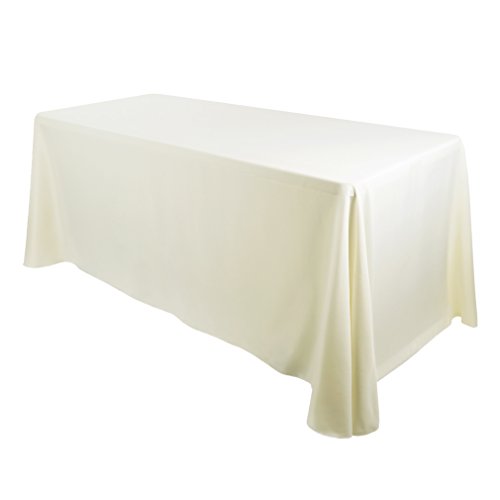 Product Cover E-TEX Oblong Tablecloth - 90 x 132 Inch - Ivory Rectangle Table Cloth for 6 Foot Rectangular Table in Washable Polyester