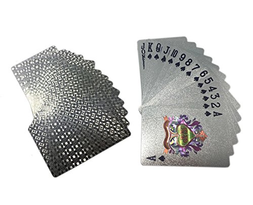 Product Cover 24k Gold Foil Plastic Waterproof Playing Cards Poker (Platinum)