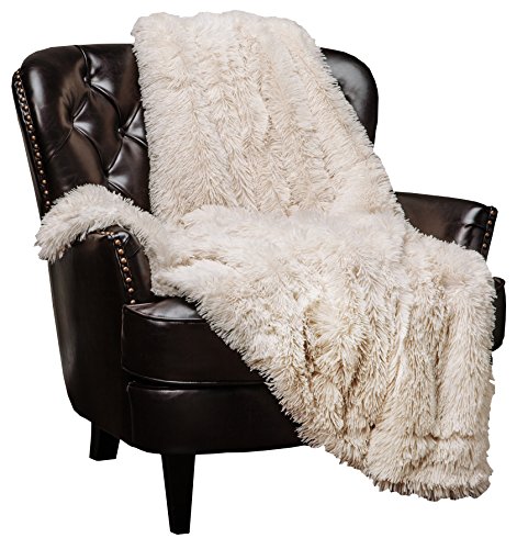 Product Cover Chanasya Shaggy Longfur Faux Fur Throw Blanket - Fuzzy Lightweight Plush Sherpa Fleece Microfiber Blanket - for Couch Bed Chair Photo Props (50x65 Inches) Cream