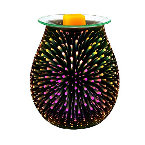 Product Cover Electric Oil Warmer COOSA 3D Effect Starburst Fireworks Glass Wax Tart Burner Fragrance Candle Warmer Incense Oil Night Light Aroma Decorative Lamp for Gifts, Decor for Home Office