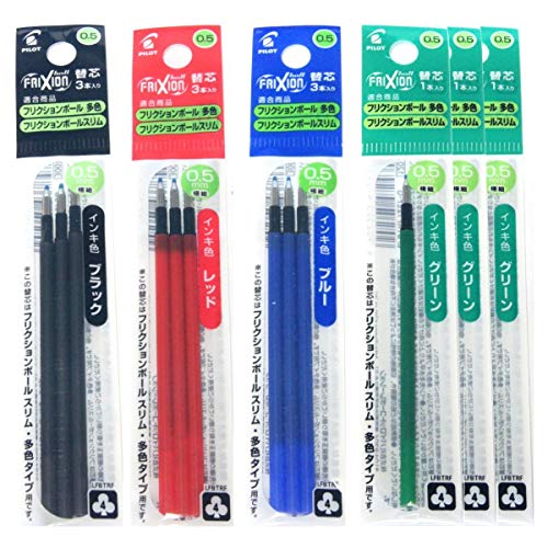 Product Cover Pilot Gel Ink Refills for FriXion Ball 4 Gel Ink Multi Pen, 0.5mm, Black/Blue/Red/Green Ink, 6 Packs 12 refills total Value Set