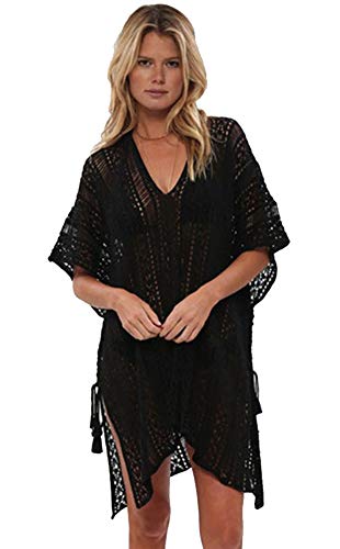 Product Cover shermie Swimsuit Cover ups for Women Loose Beach Bikini Bathing Suit Cover up Black