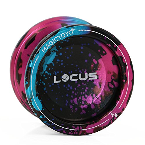 Product Cover Responsive Magic Yoyo Ball V6 LOCUS Black Blue Pink Splashes Aluminum Metal Yoyos for Kids Beginners with Bag Glove 5 Strings
