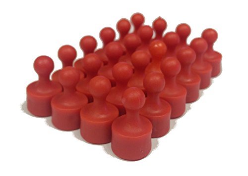 Product Cover 24 Pawn Magnetic Push Pins - Perfect Fridge Magnets, Whiteboards, and Maps (Red)