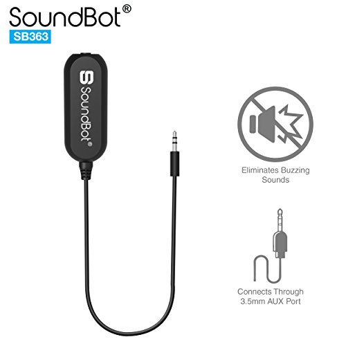 Product Cover SoundBot SB363 3.5mm Ground Loop Noise Isolator Adapter Remover[Buzzing Eliminator Hissing Filter] Speaker/Car Audio Stereo System/Bluetooth Adapter Receiver/Car Kit/Home Audio w/Built-in AUX Cable