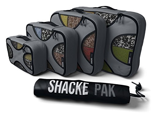 Product Cover Shacke Pak - 4 Set Packing Cubes - Travel Organizers with Laundry Bag (Dark Grey)