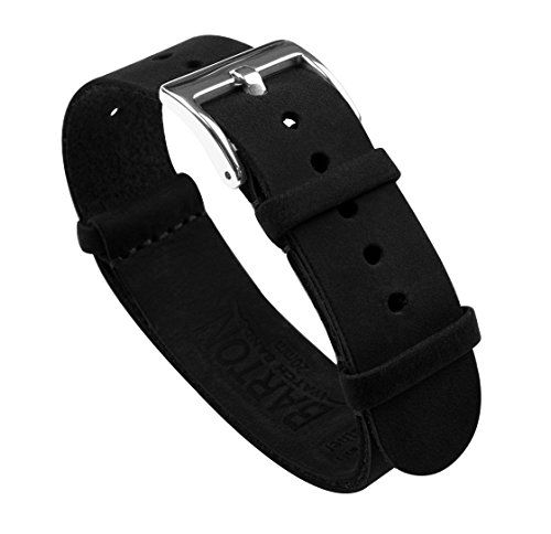 Product Cover 22mm Black Standard Length- Barton Leather NATO Style Watch Straps